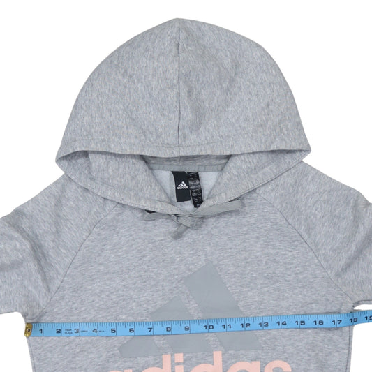 Adidas Womens Grey Pullover Hoodie Size S Casual Logo Sweatshirt