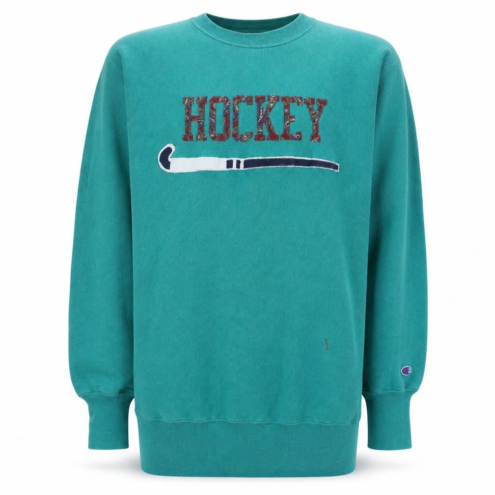 Champion Men's Green XL Reverse Weave Hockey Graphic Sweatshirt