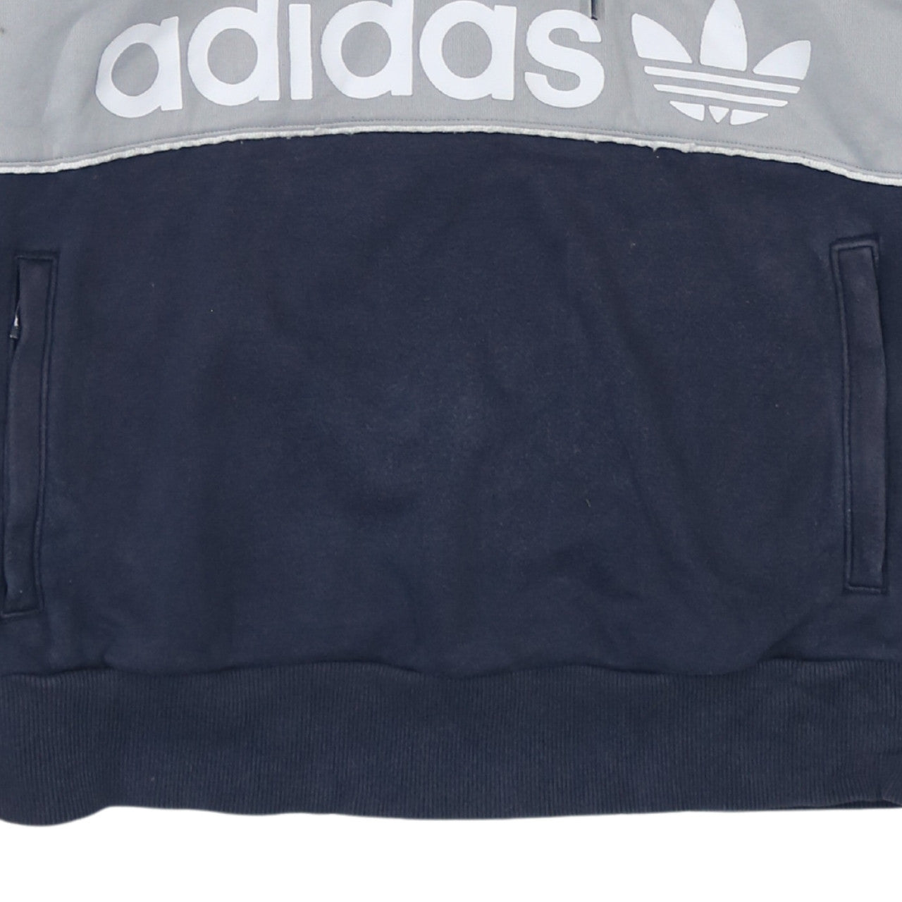 Adidas Womens Navy Grey Hooded Pullover Sweatshirt UK 12