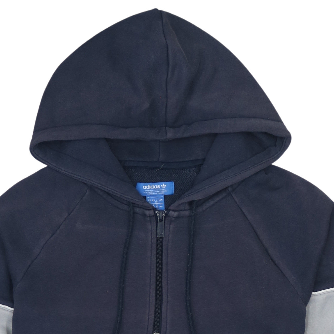 Adidas Womens Navy Grey Hooded Pullover Sweatshirt UK 12