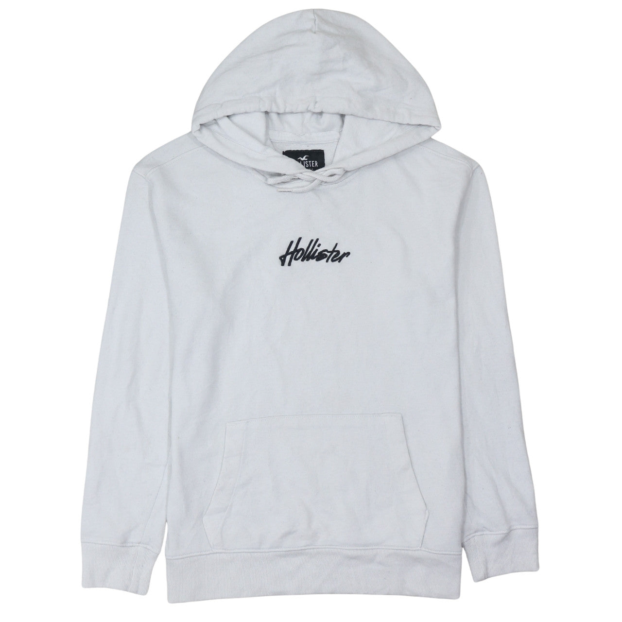 Hollister Mens White Pullover Hoodie XS Logo Embroidered Fleece