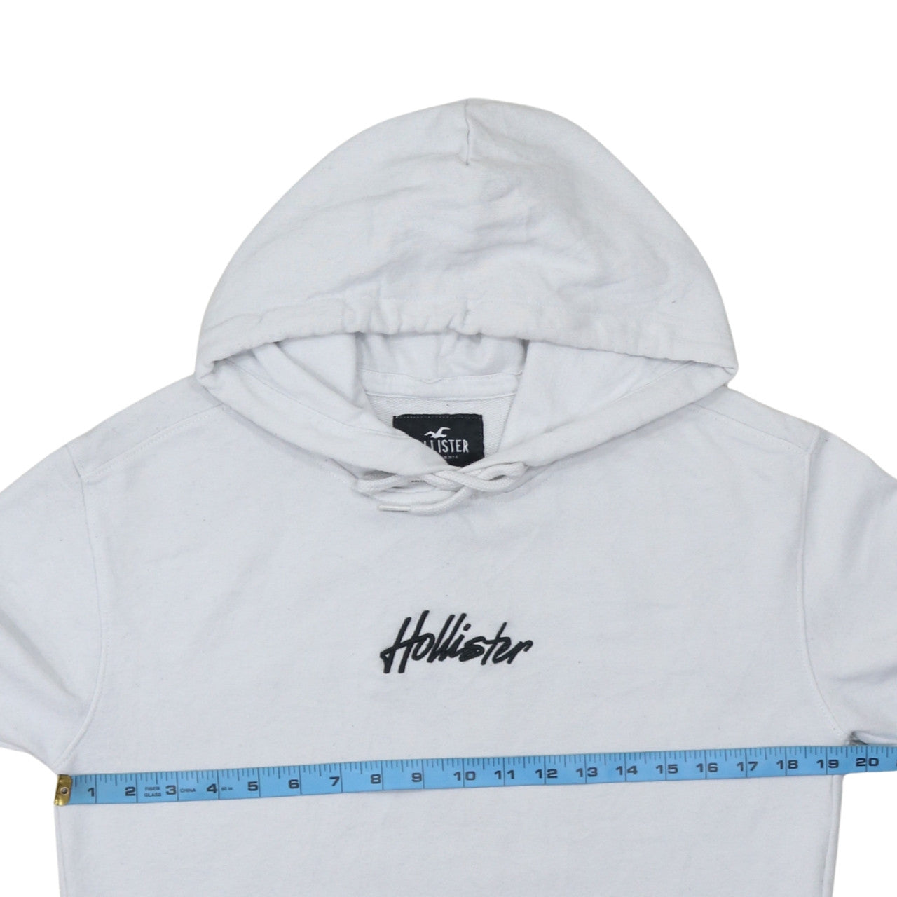 Hollister Mens White Pullover Hoodie XS Logo Embroidered Fleece