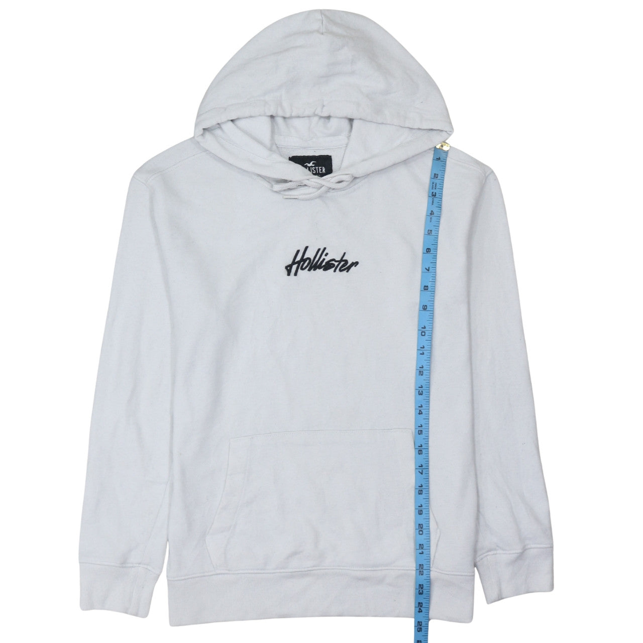Hollister Mens White Pullover Hoodie XS Logo Embroidered Fleece