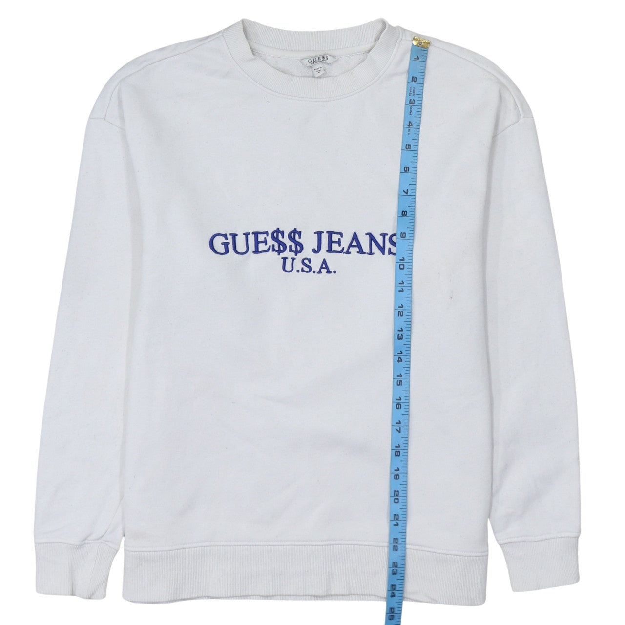 Guess Jeans U.S.A. White Logo Embroidered Sweatshirt Womens Small