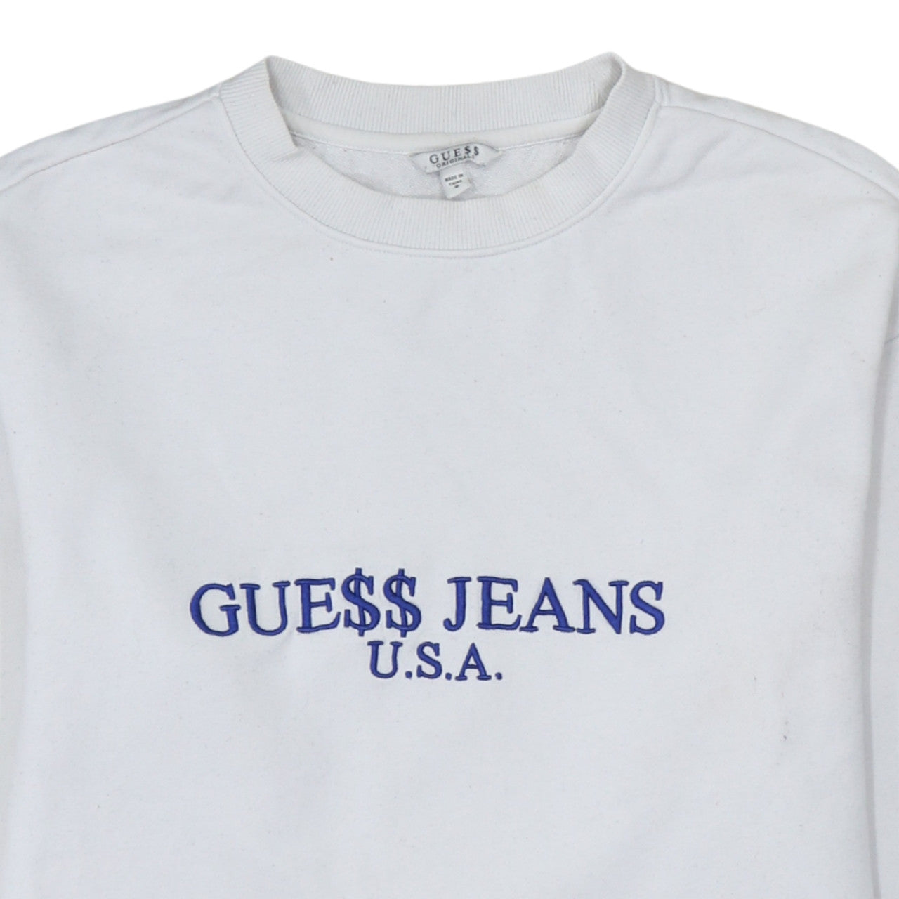 Guess Jeans U.S.A. White Logo Embroidered Sweatshirt Womens Small