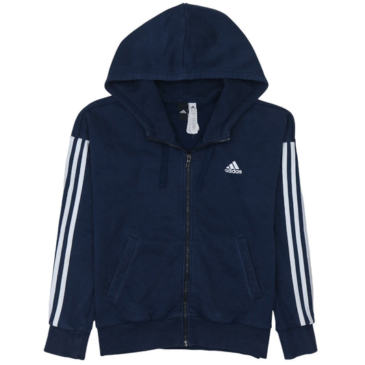 Adidas Women Navy Blue Full Zip Hoodie Size S with Hood and Pockets