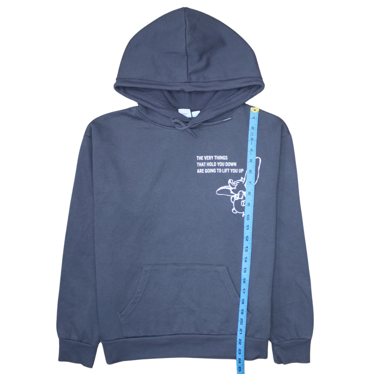 Disney Primark Cares Womens Blue Dumbo Hooded Pullover Hoodie Size 10/12