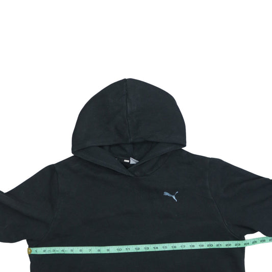 Puma Women's Black Cropped Pullover Hoodie Size 10 L Logo Detail