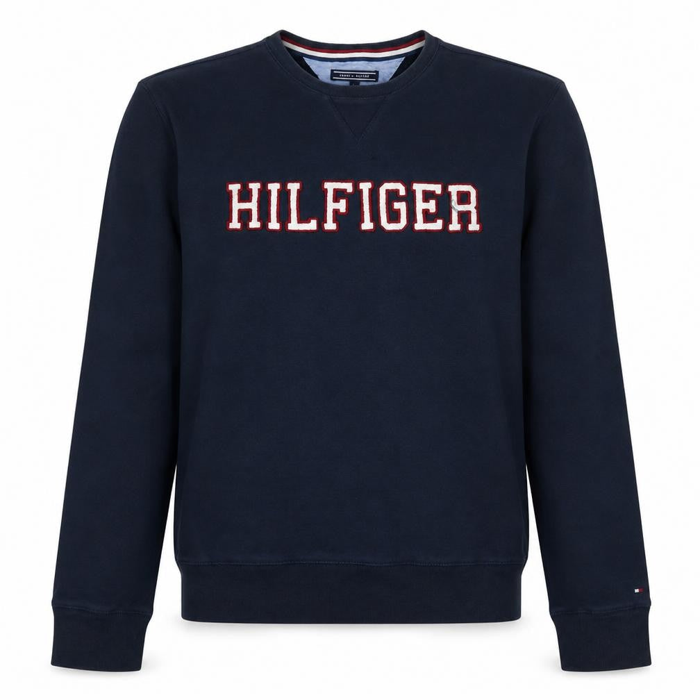 Tommy Hilfiger Men's Blue Cotton Crew Neck Pullover Sweatshirt L