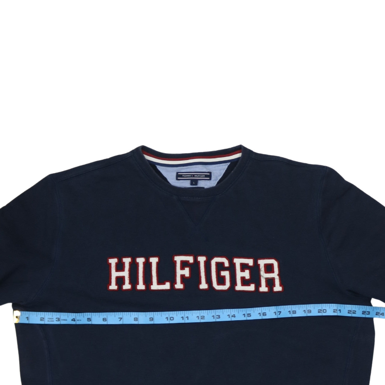 Tommy Hilfiger Men's Blue Cotton Crew Neck Pullover Sweatshirt L