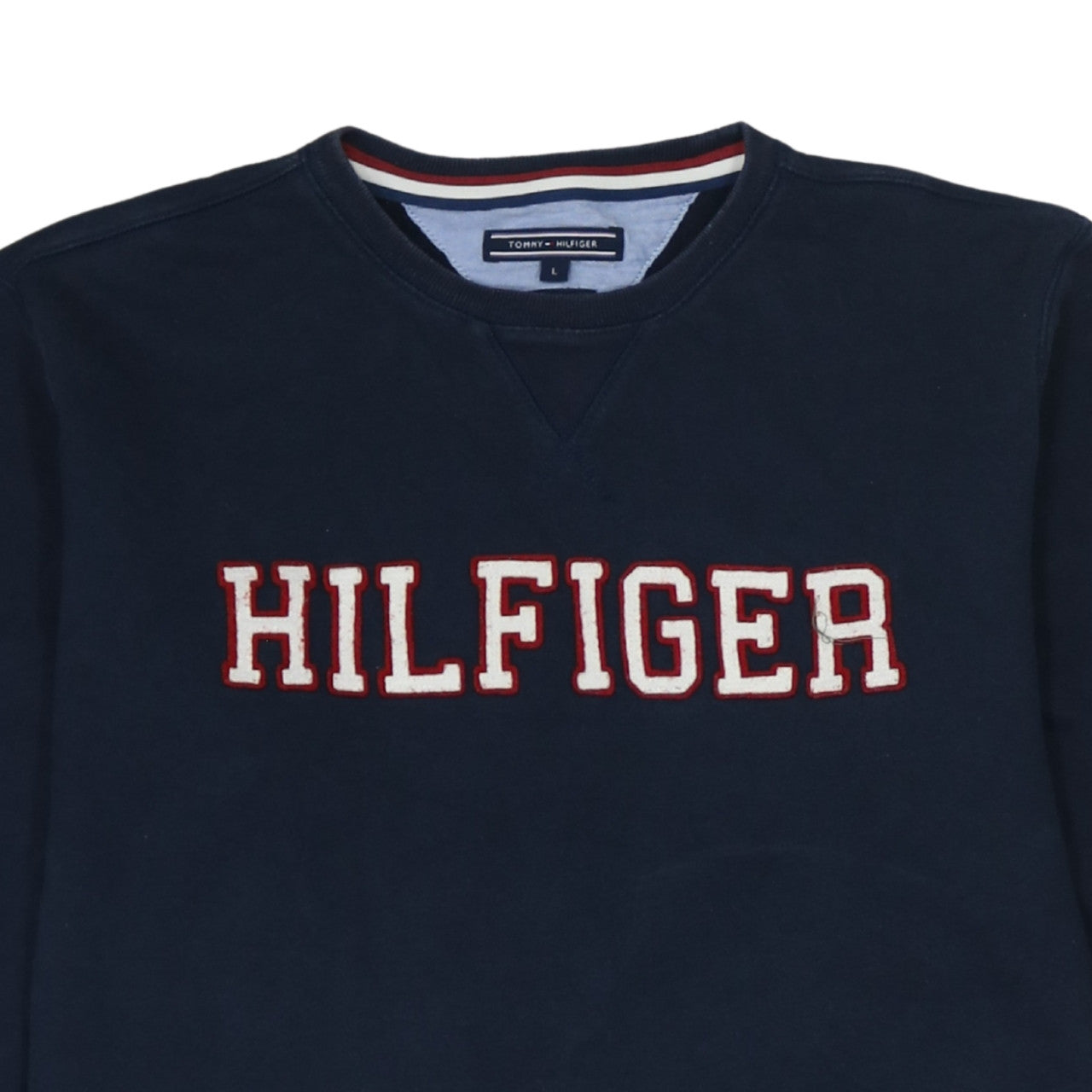 Tommy Hilfiger Men's Blue Cotton Crew Neck Pullover Sweatshirt L