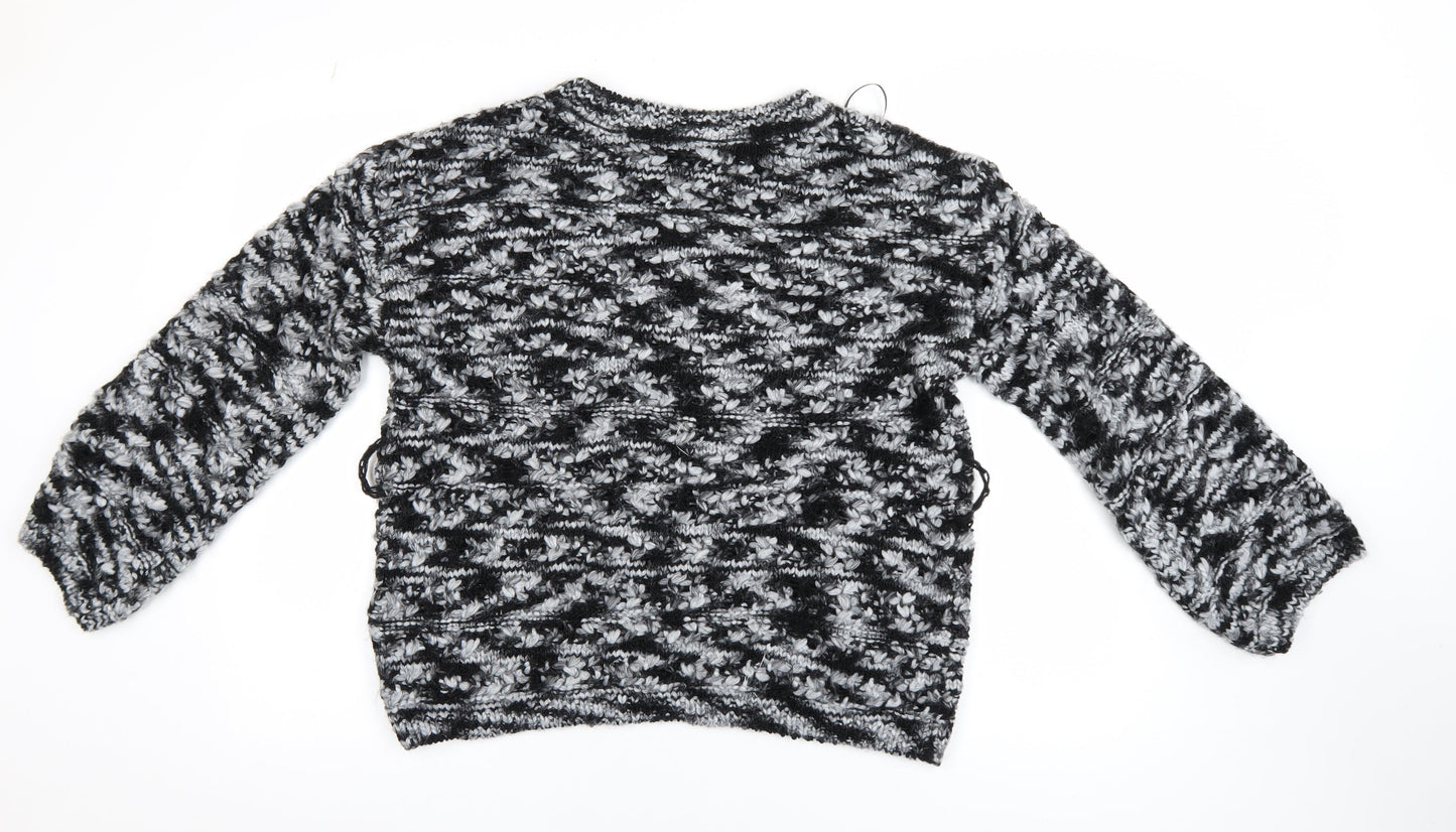 ZARA Women’s Black Chunky-Knit Crew Neck Pullover Jumper Size 8