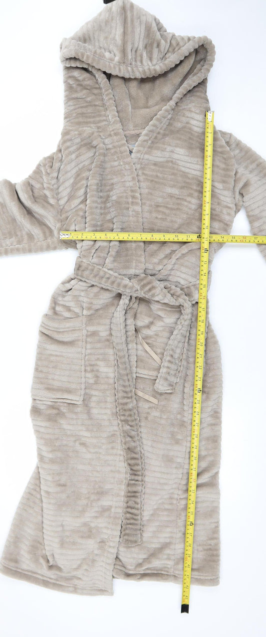 Originals Women Beige Fleece Hooded Robe Size 10-12 Soft Plush Gown