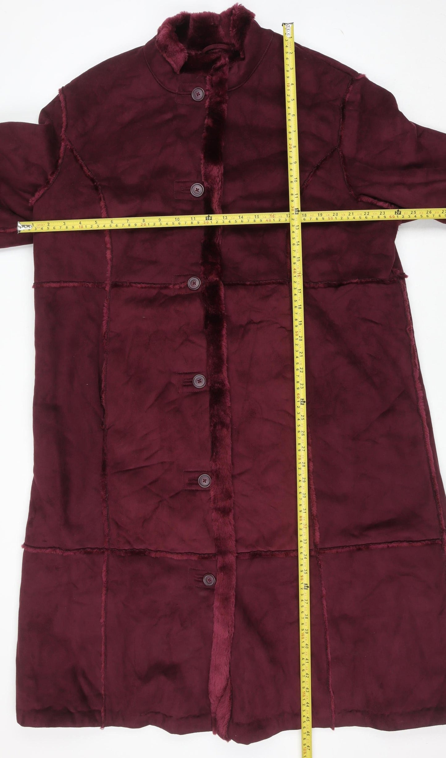 Centigrade Womens Red Faux Fur Lined Long Coat XL