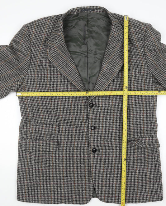 Di Caprio Men's Grey Checked Wool Tweed Blazer Size 42 Regular