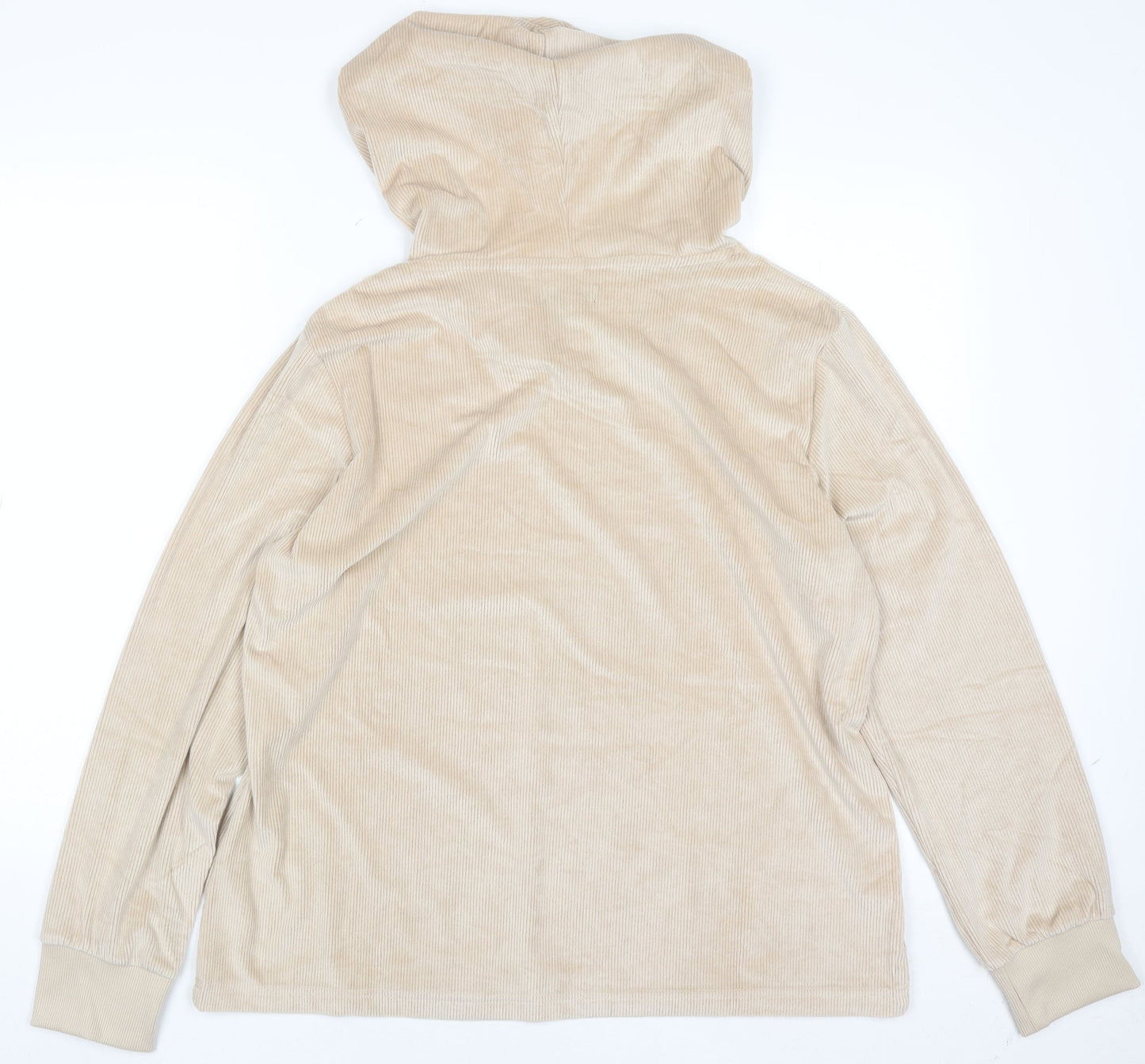 Boohoo Women Beige Corduroy Hooded Pullover Jumper UK 12