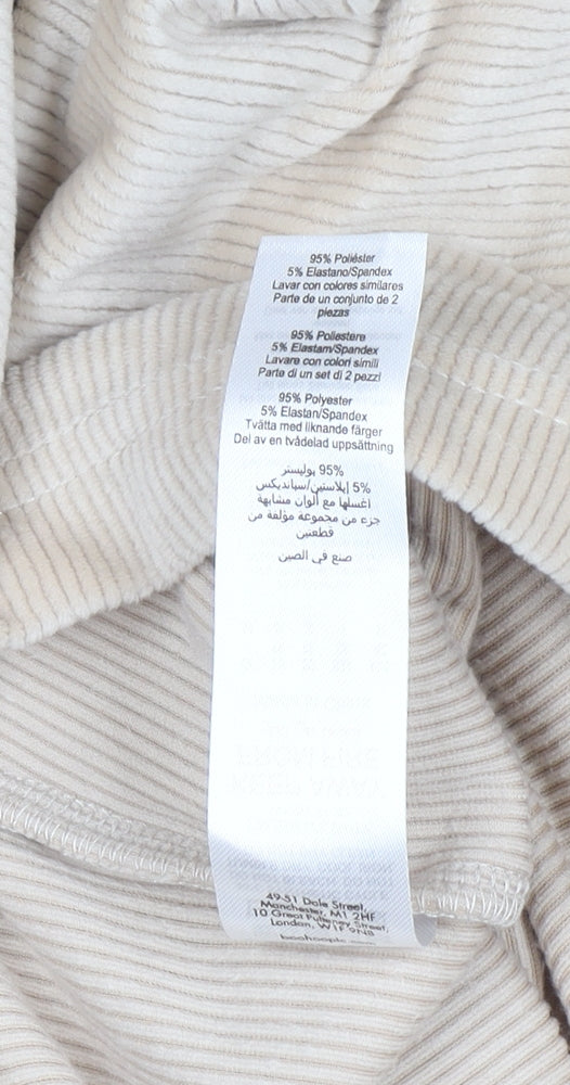 Boohoo Women Beige Corduroy Hooded Pullover Jumper UK 12
