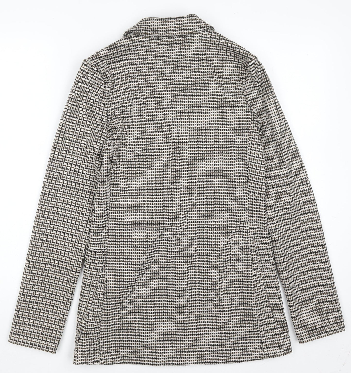 H&M Women’s Grey Houndstooth Blazer Size UK 4 Single-Breasted Jacket