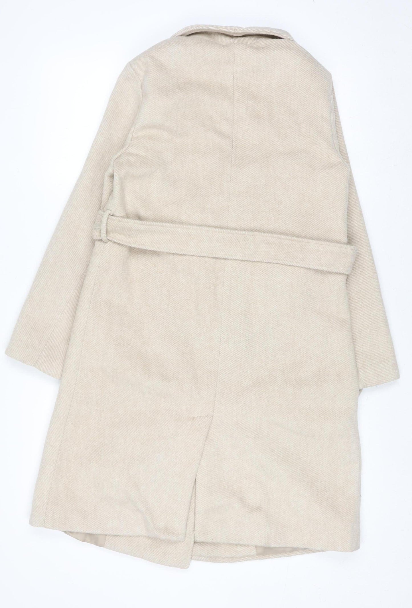 New Look Petite Beige Belted Mid-Length Coat UK 6