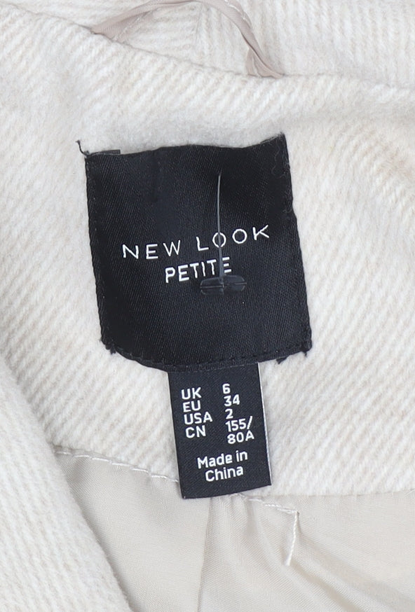New Look Petite Beige Belted Mid-Length Coat UK 6