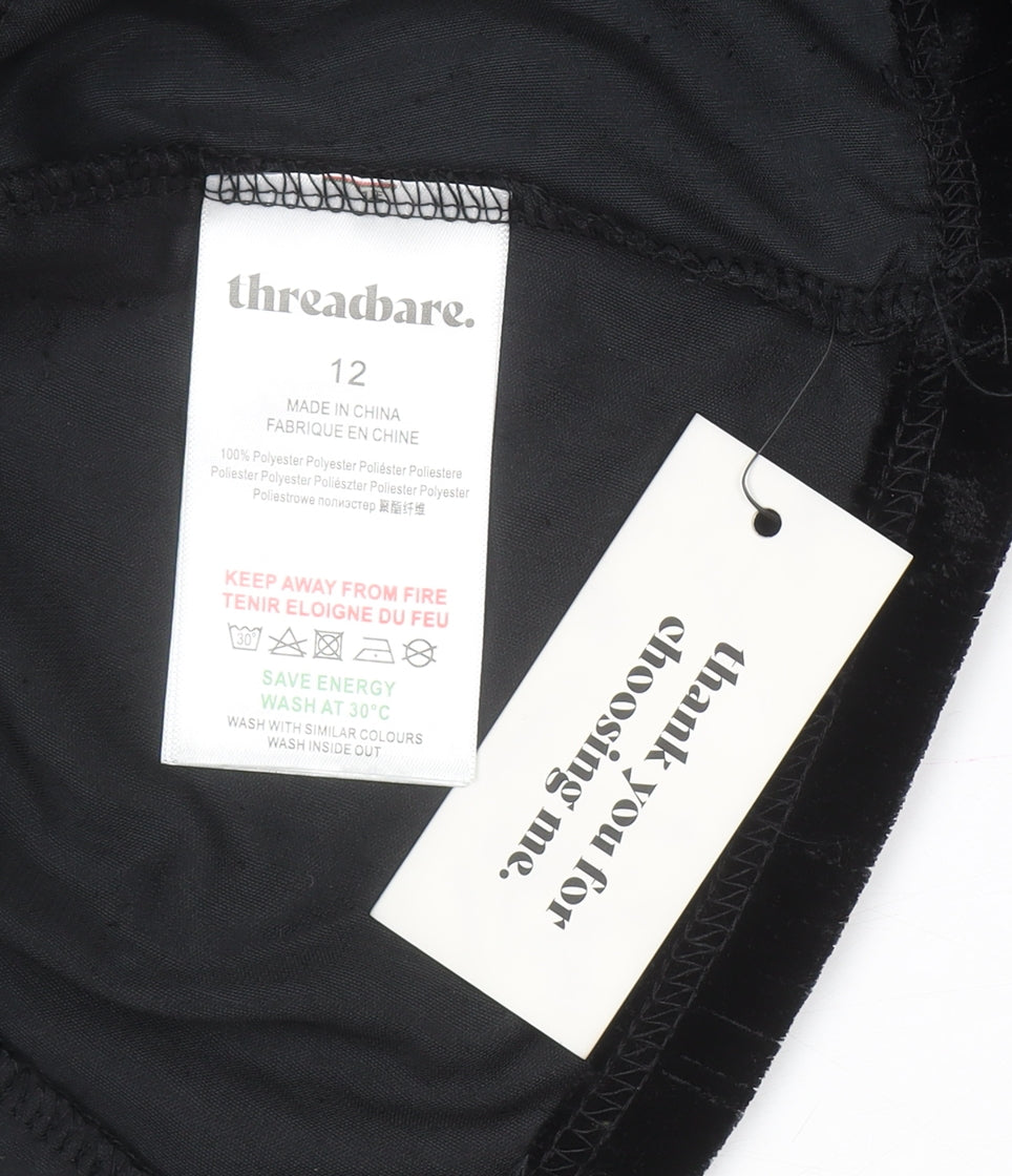 Threadbare Women’s Black Velvet Collared Long Sleeve Cardigan Size 12