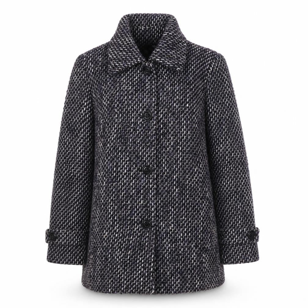 Isle Collection Women’s Purple Tweed Wool Blend Mid-Length Overcoat Size 16