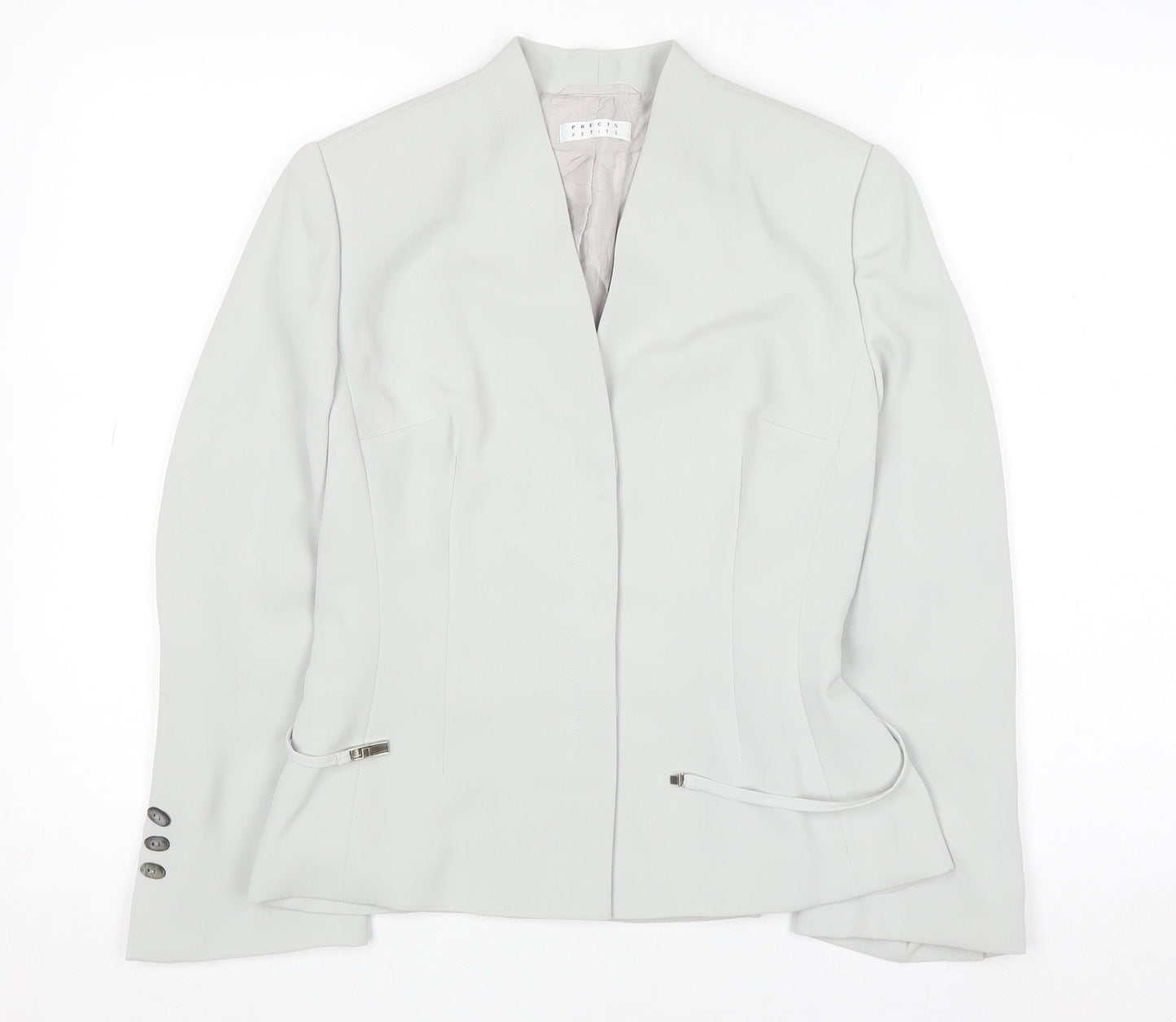Precis Petite Women's Grey Size 12 Classic Lined Blazer Jacket