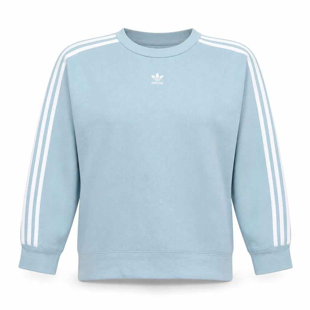 Front view of Adidas Women's Blue Crew Neck Pullover Sweatshirt, size 12