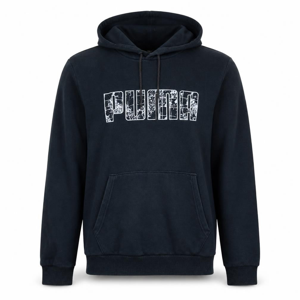 Puma Men's Black Pullover Hoodie Small Graphic Print Hoodie