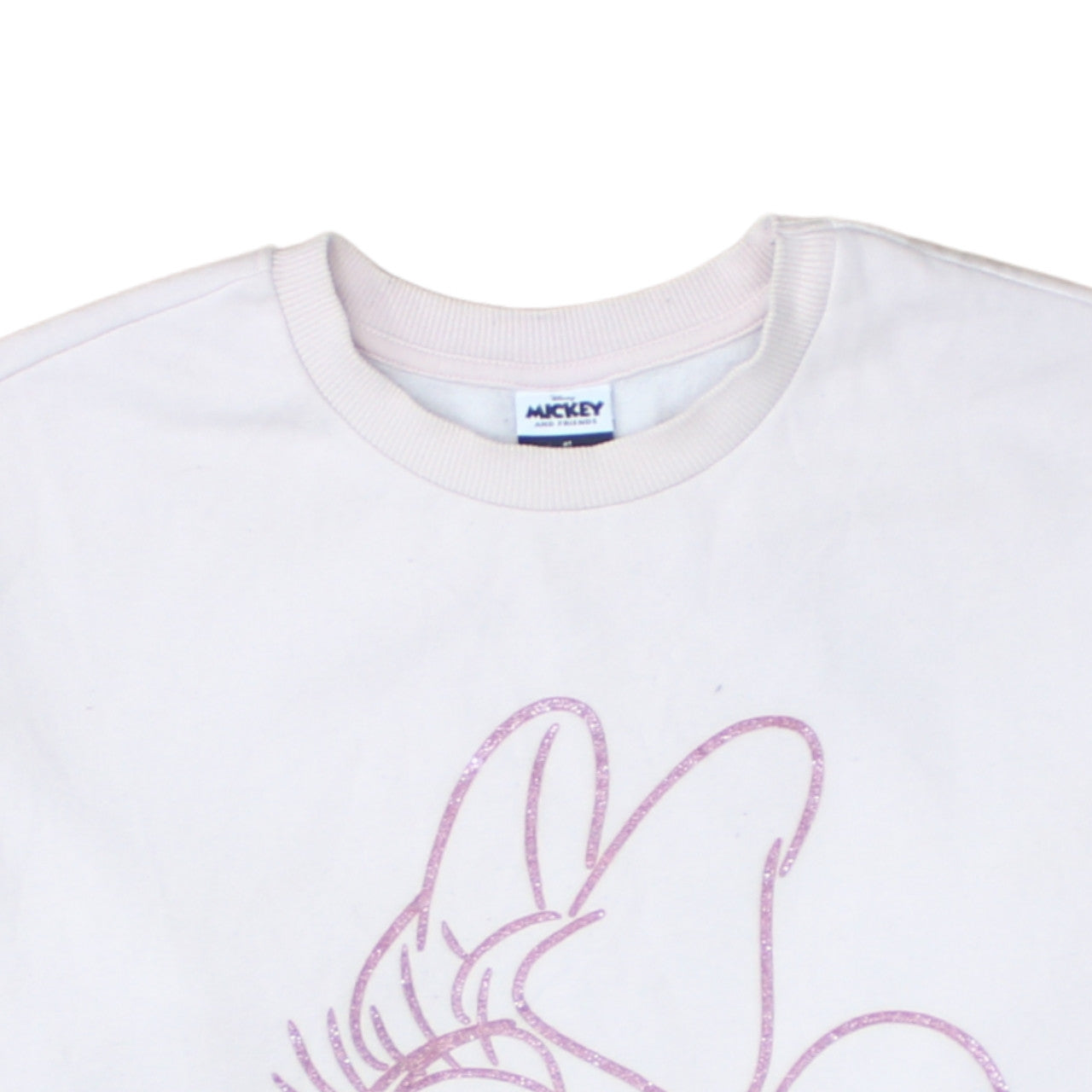 George Women White Minnie Mouse Sweatshirt Size S 8-10 Crew Neck
