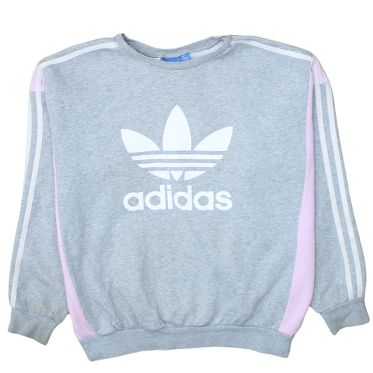 Adidas Girls Grey Pink Crew Neck Sweatshirt 13-14 Years Pullover Fleece
