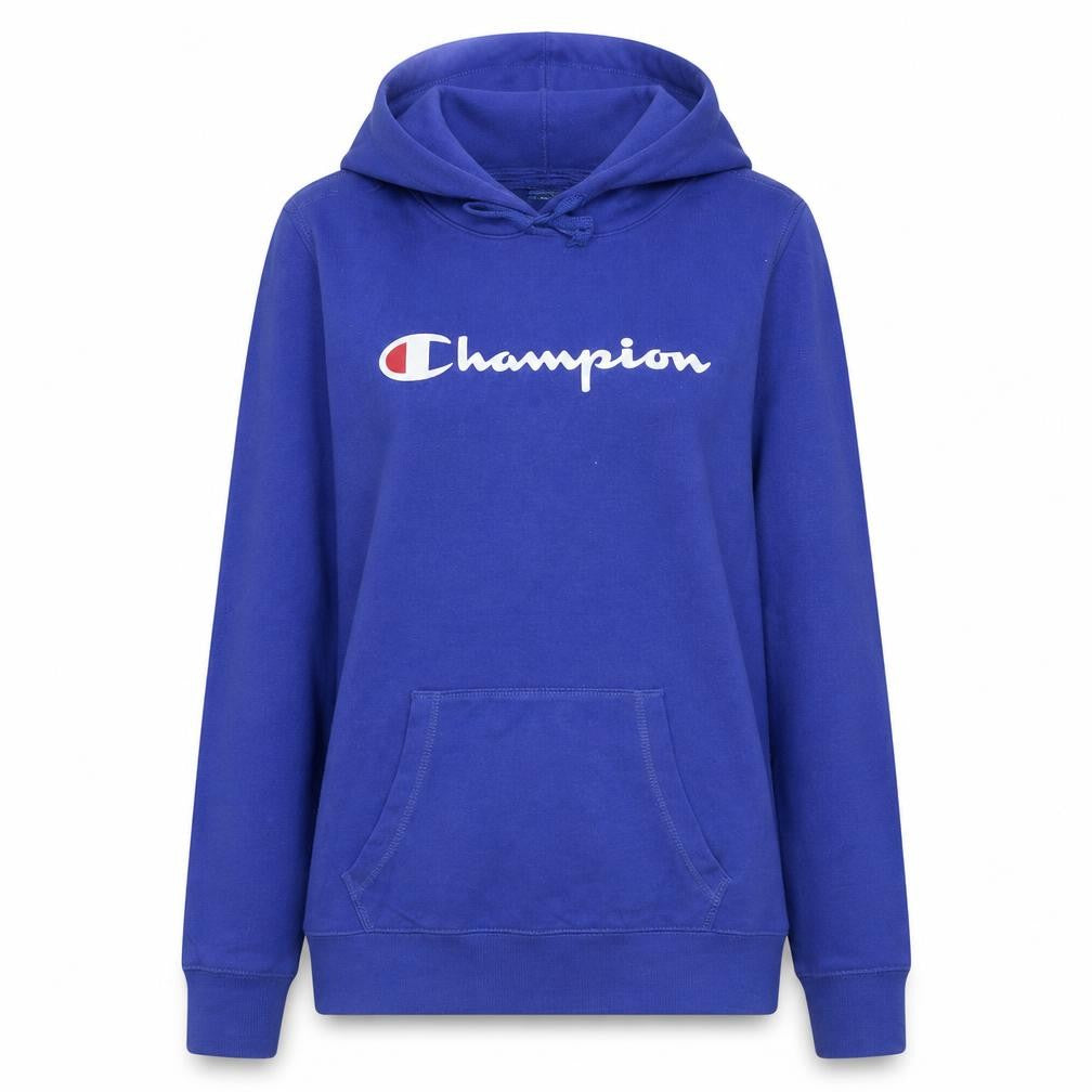 Champion Women's Blue Pullover Hoodie Medium Cotton Blend