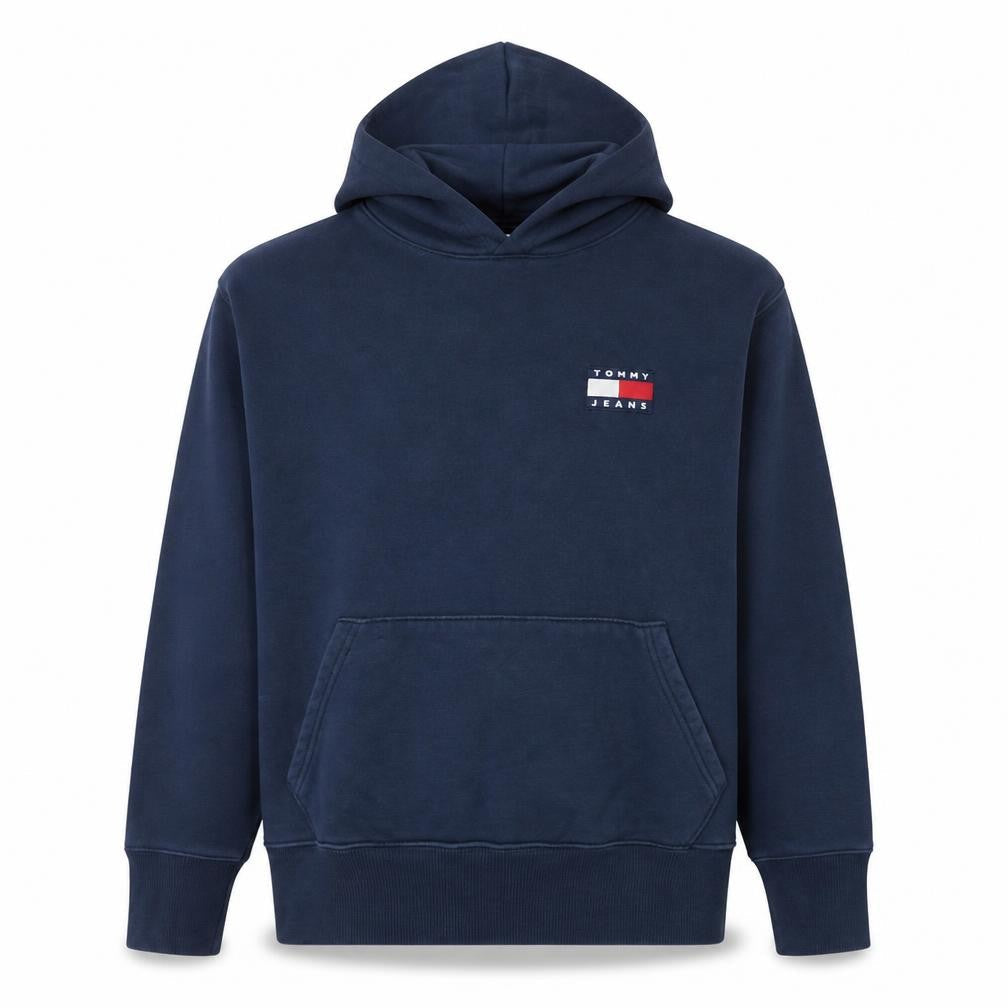 Tommy Jeans Men’s Blue Pullover Hoodie L Logo Cotton Casual