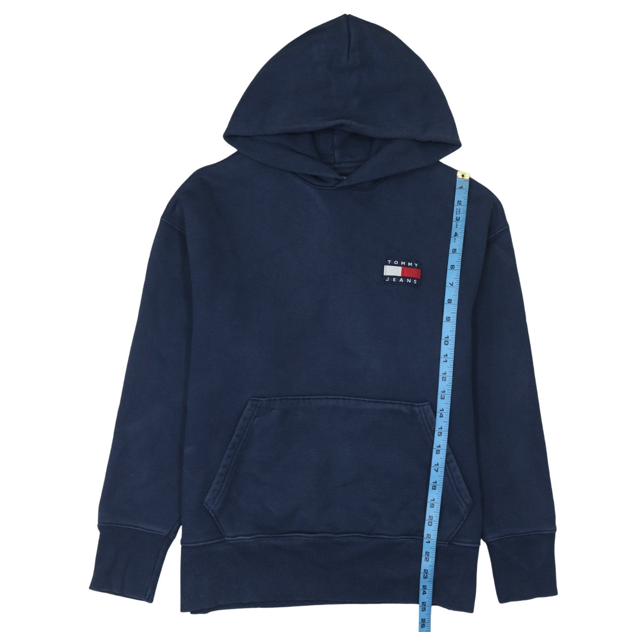 Tommy Jeans Men’s Blue Pullover Hoodie L Logo Cotton Casual