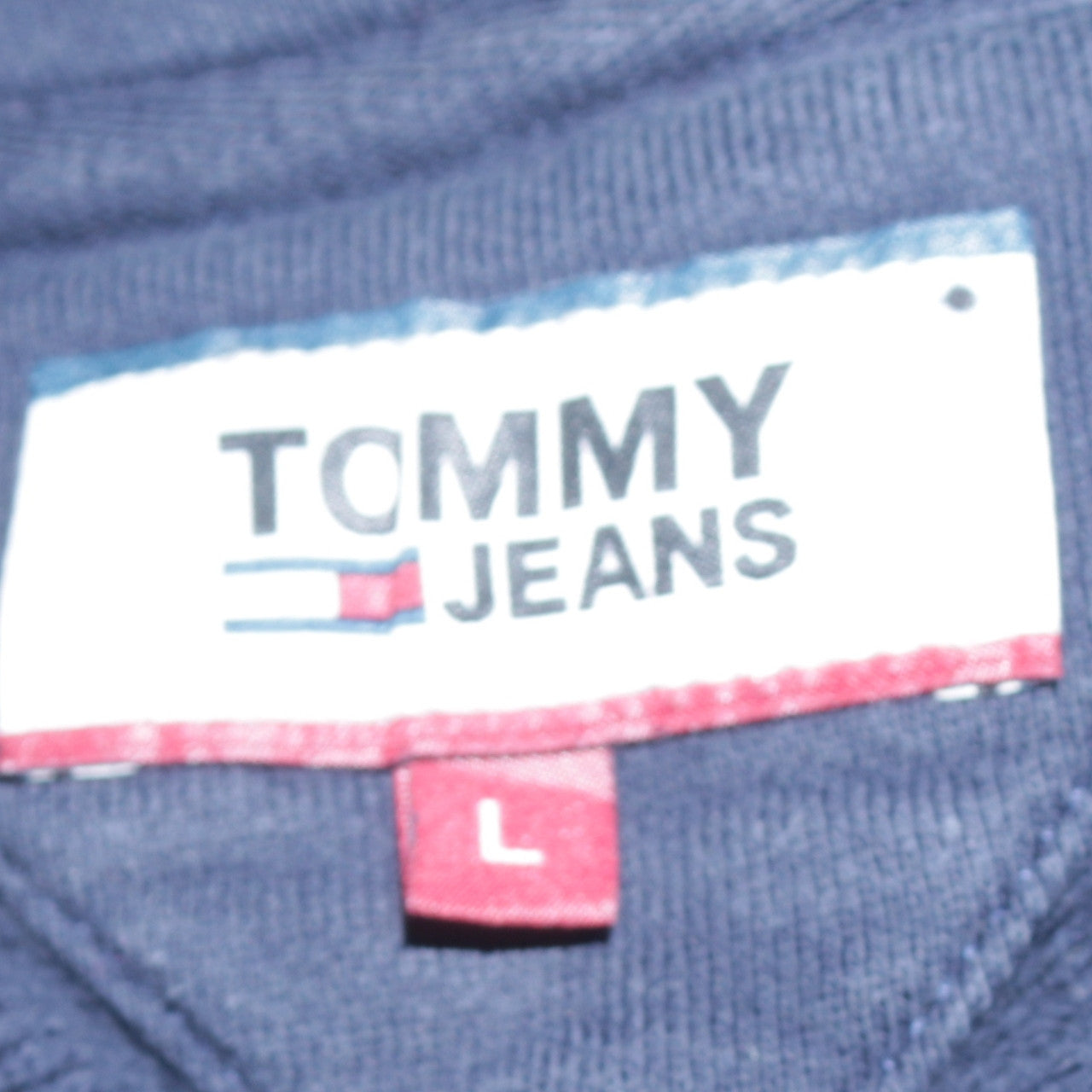 Tommy Jeans Men’s Blue Pullover Hoodie L Logo Cotton Casual
