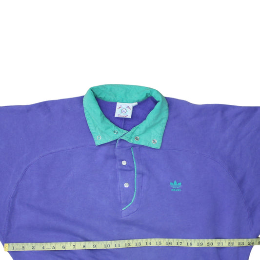 Adidas Purple Green 80s Golf Half Snap Sweatshirt Womens L Vintage