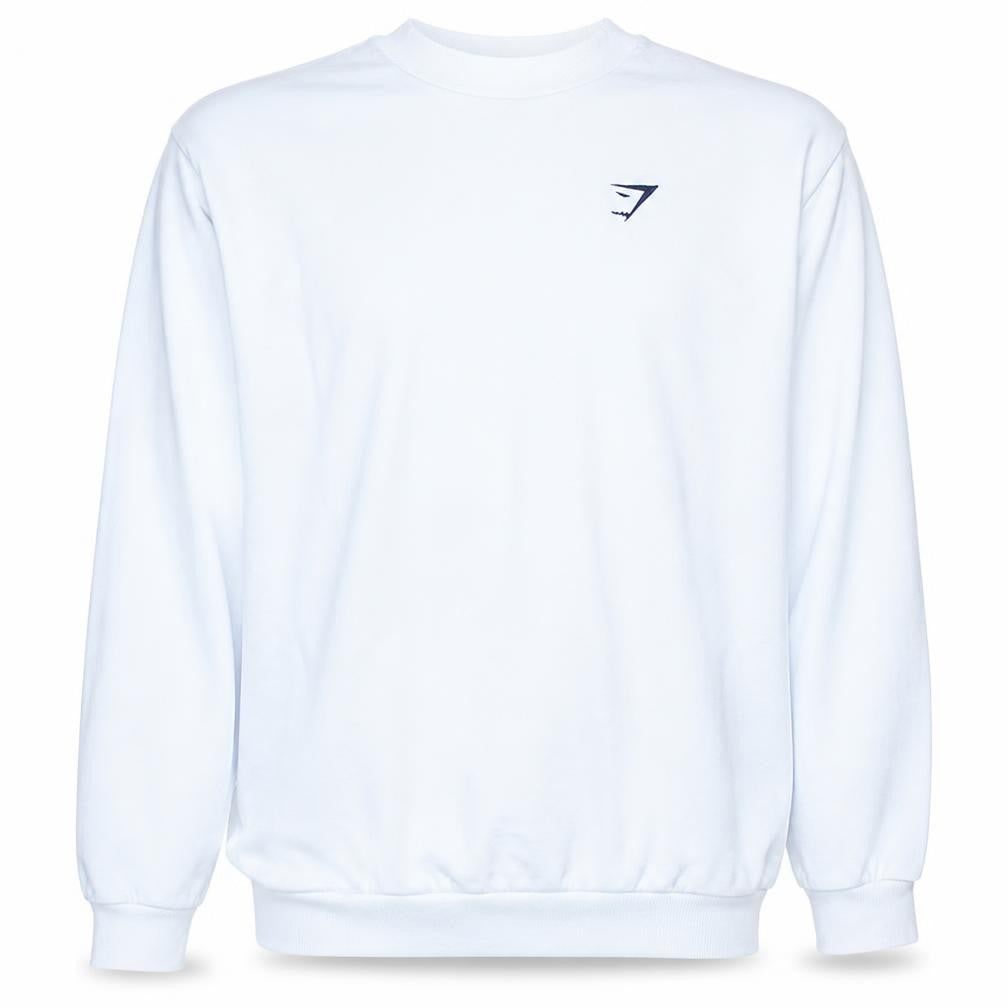 Gymshark Men's White XS Crew Neck Pullover Sweatshirt