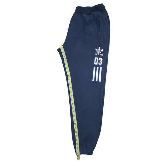Adidas Mens Navy Blue Jogger Sweatpants L Regular Elastic Waist Pockets