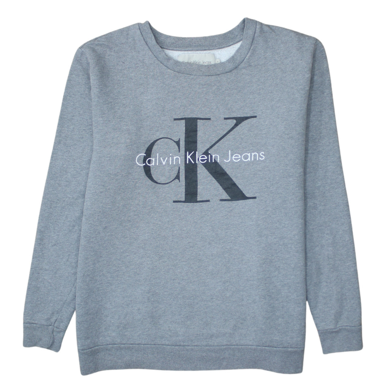 Calvin Klein Jeans Mens Grey Logo Pullover Sweatshirt Size M