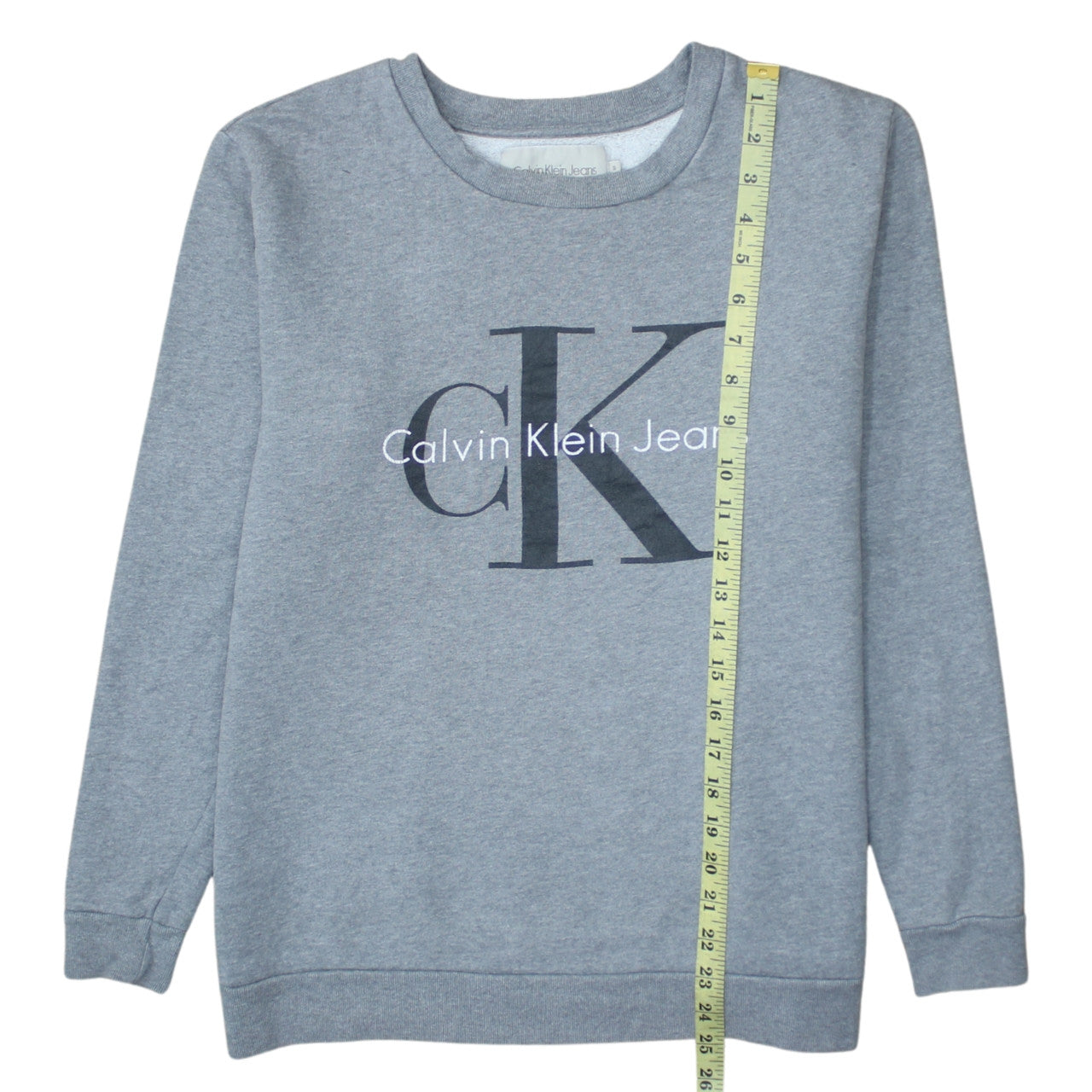 Calvin Klein Jeans Mens Grey Logo Pullover Sweatshirt Size M