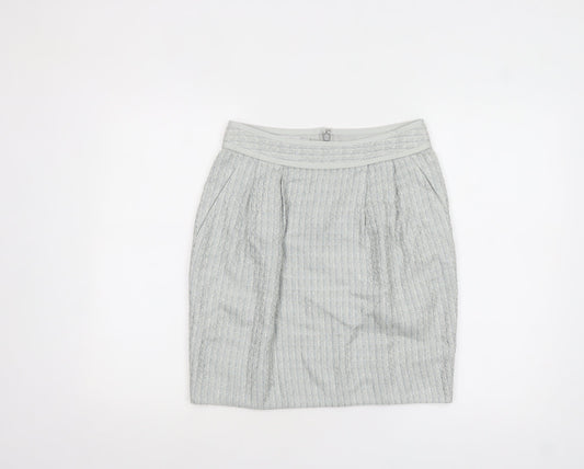 JESIRÉ Women's Grey Linen Blend Pencil Skirt Size 6 Workwear