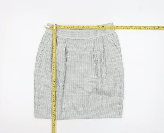 JESIRÉ Women's Grey Linen Blend Pencil Skirt Size 6 Workwear