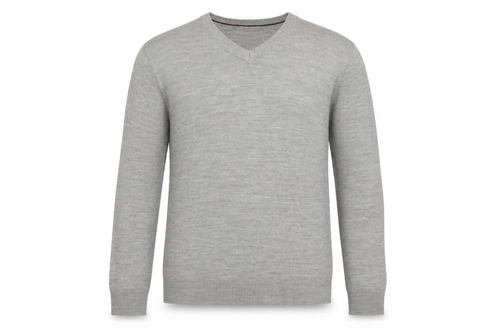 Pierre Cardin Men's Grey Acrylic V-Neck Jumper Size L