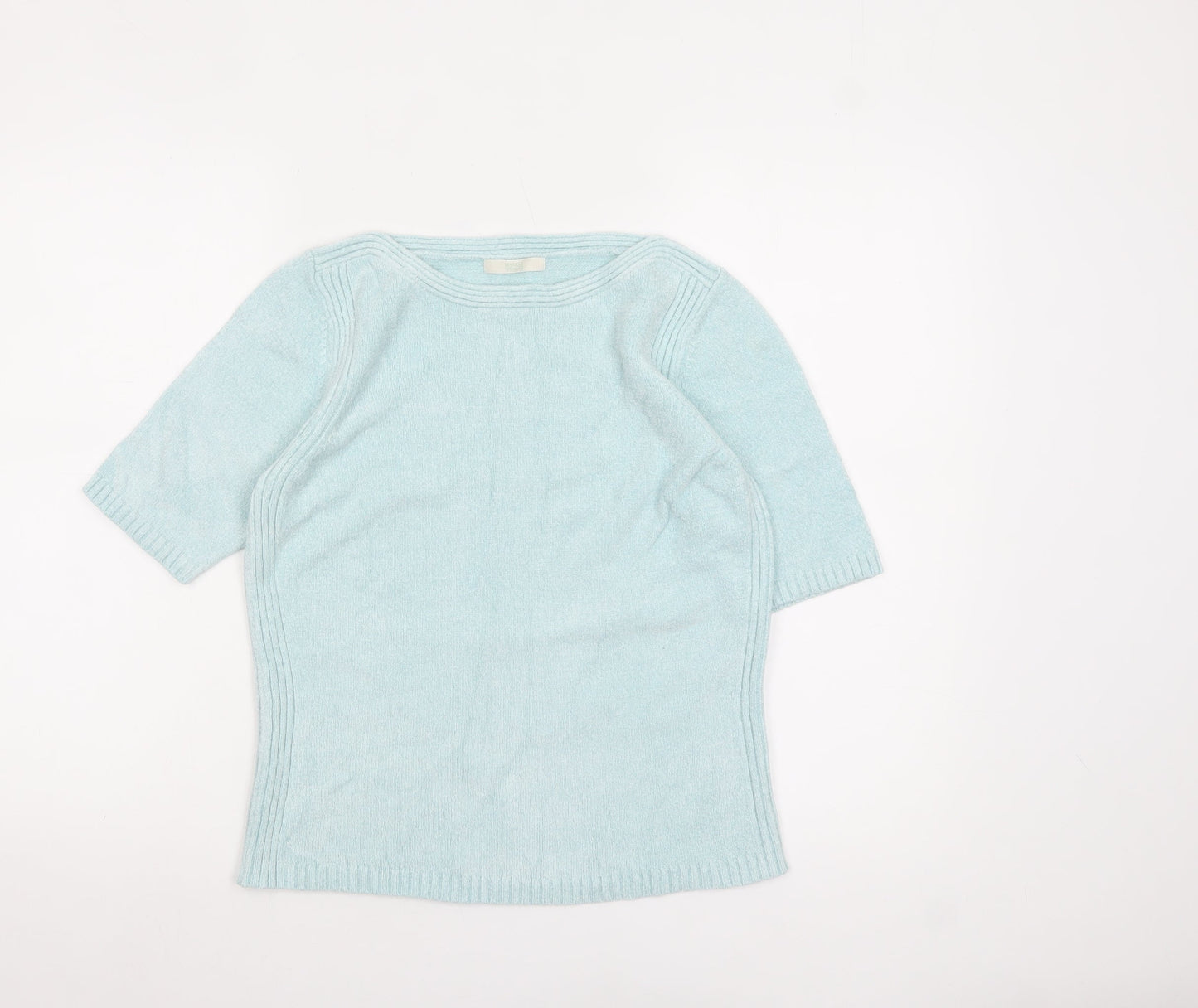 Marks and Spencer Women's Light Green Knit Short Sleeve Jumper UK 10