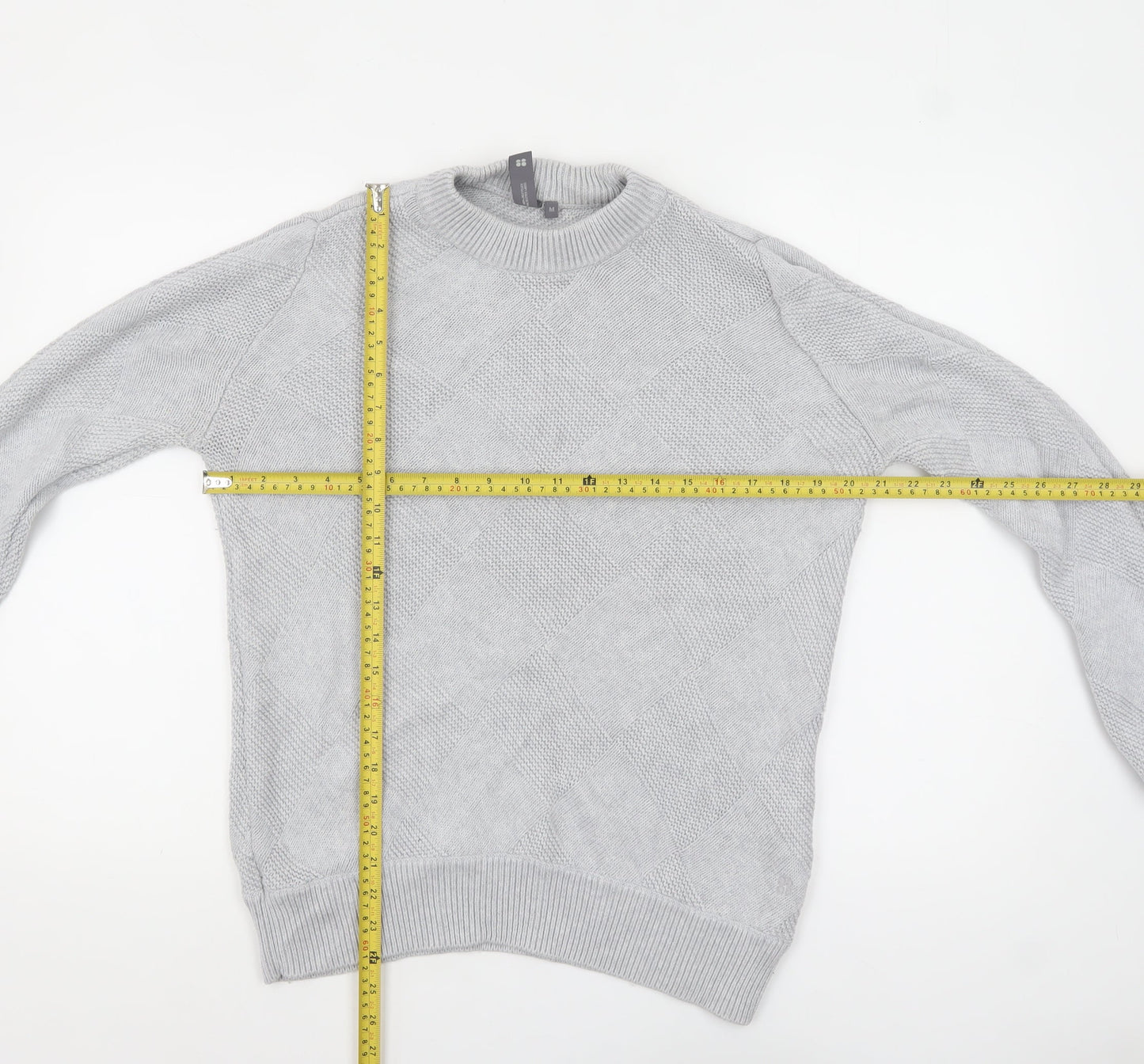 Sweaty Betty Womens Grey Cotton Wool Crew Neck Pullover Jumper M