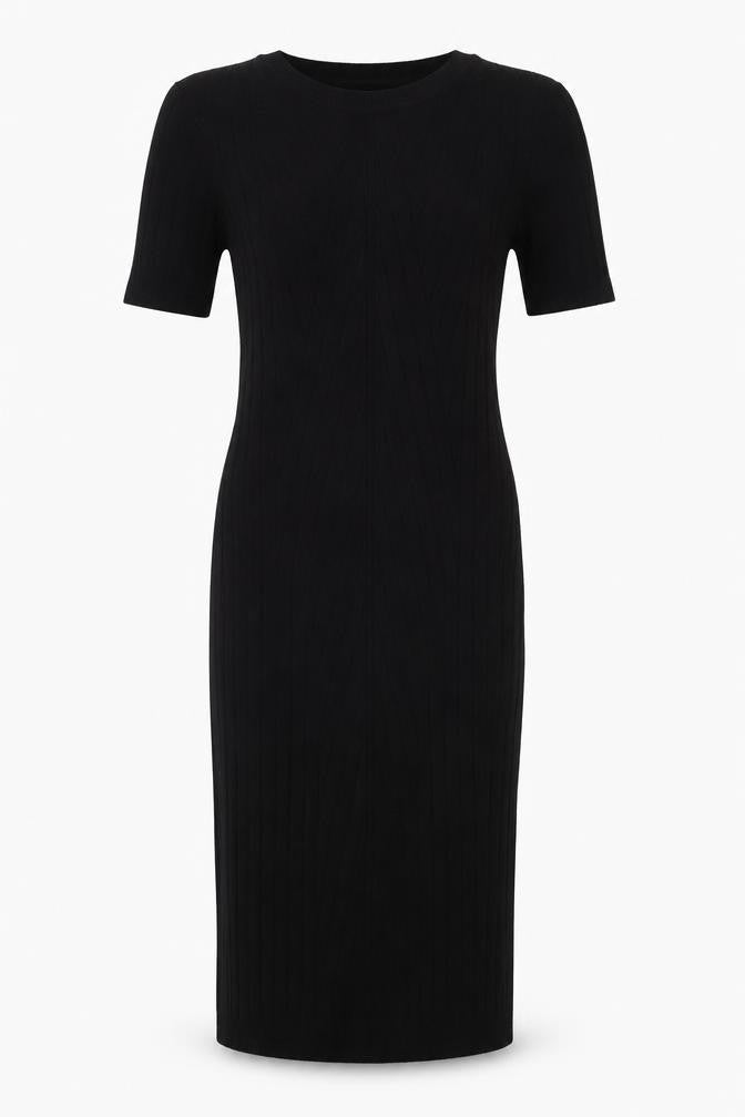 Topshop Women’s Black Knit Bodycon Midi Dress Size 8