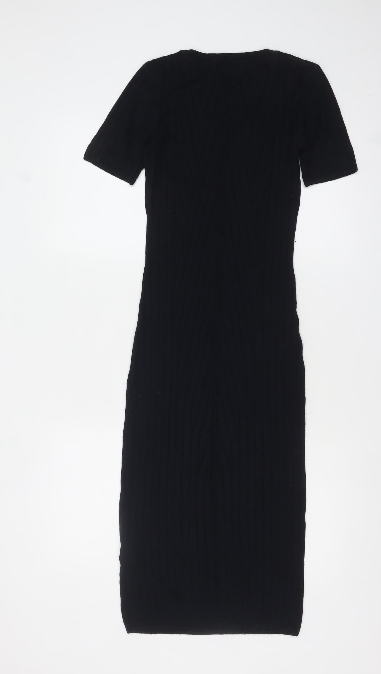 Topshop Women’s Black Knit Bodycon Midi Dress Size 8