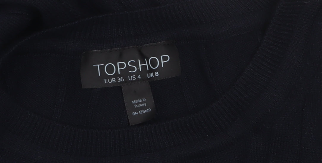 Topshop Women’s Black Knit Bodycon Midi Dress Size 8