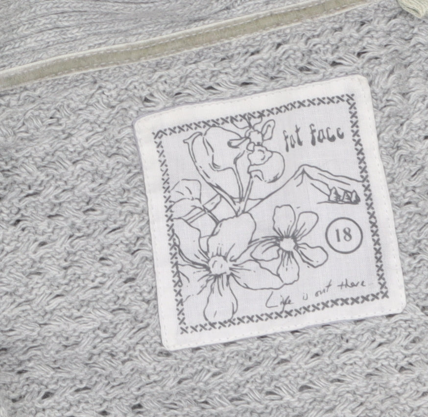 Fat Face Women Grey Size 18 Open Front Knit Cardigan