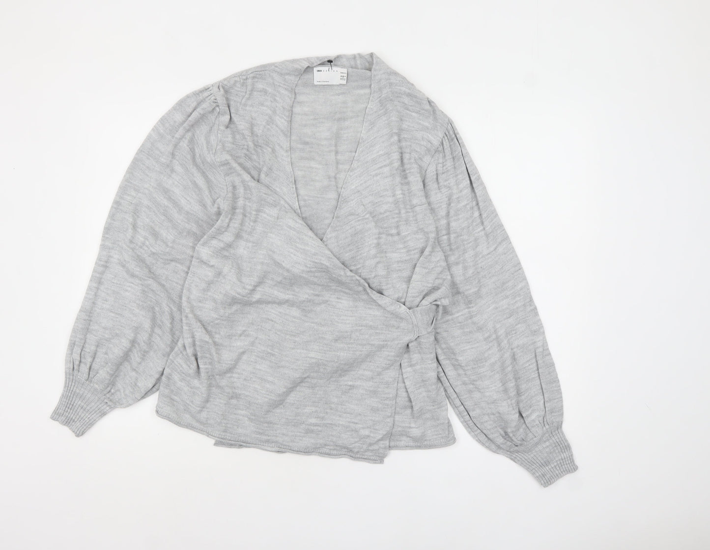 ASOS DESIGN Women’s Grey Wrap Knit Jumper Size 10 Long Sleeve